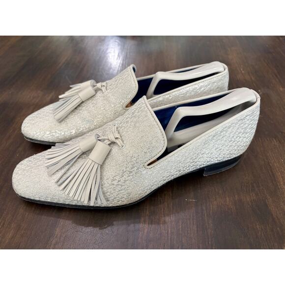 Sebastian Cruz Couture Men’s Silver Slip Sequin Loafers Tassle 40 Size 7.5 $1495 main image 10